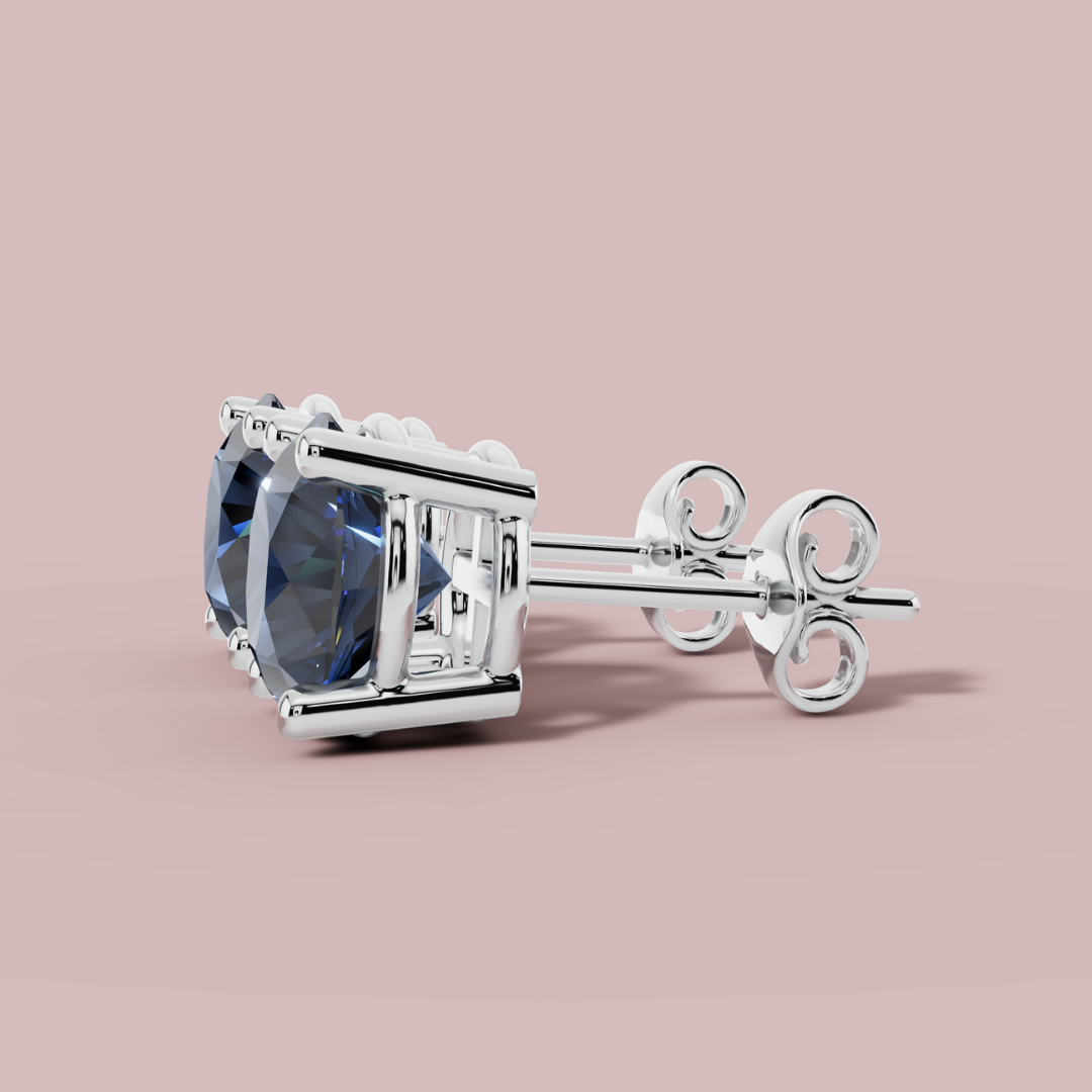 Moderna Round Blue 925 Pure Silver Stud Earrings My Store