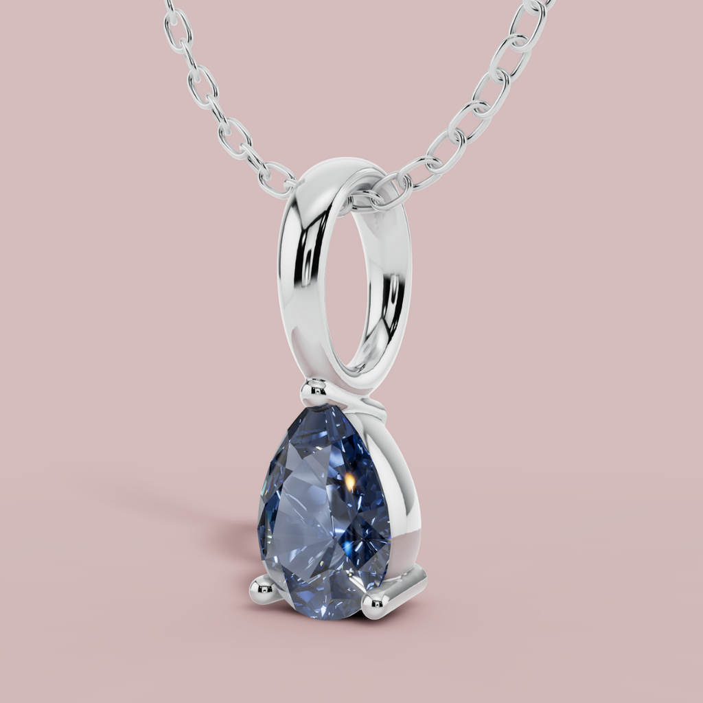 Blue Teardrop Solitaire 925 Pure Silver Necklace My Store