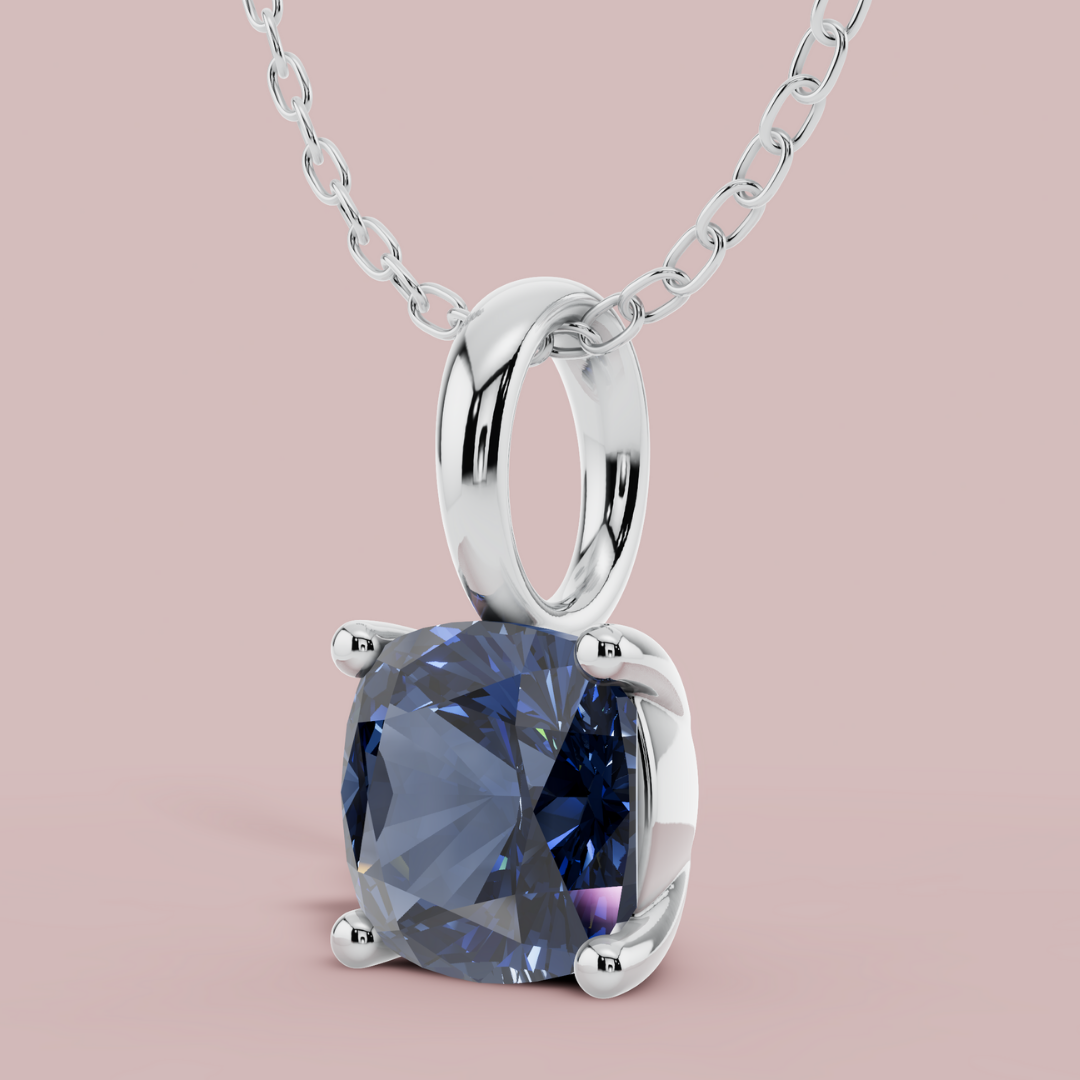 Sevana Blue Cushion Solitaire 925 Pure Silver Necklace My Store
