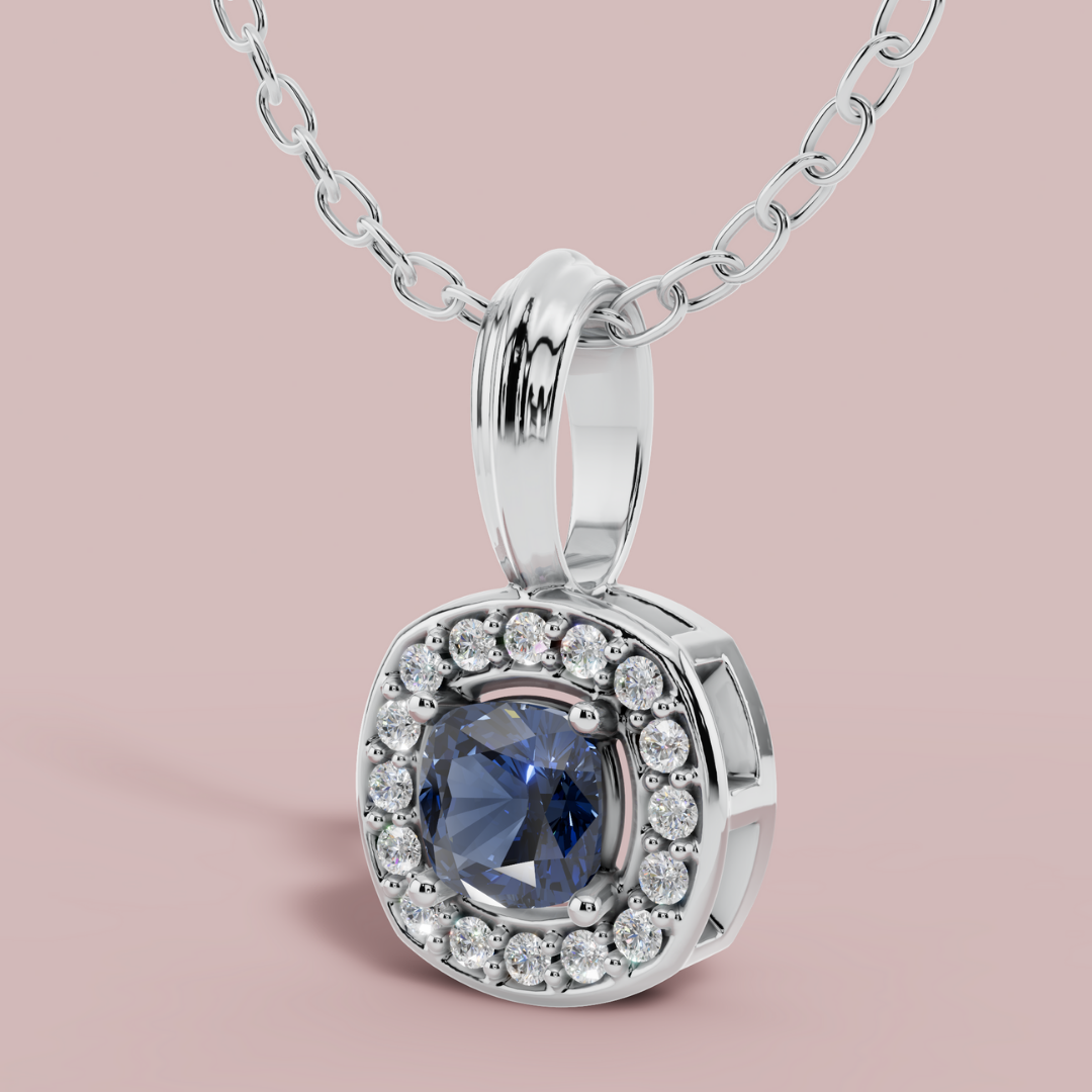 Liham Blue Cushion 925 Pure Silver Necklace My Store