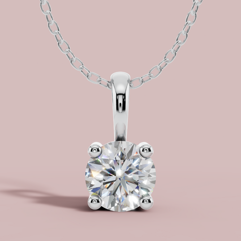 Classic Round Solitaire 925 Pure Silver Necklace My Store