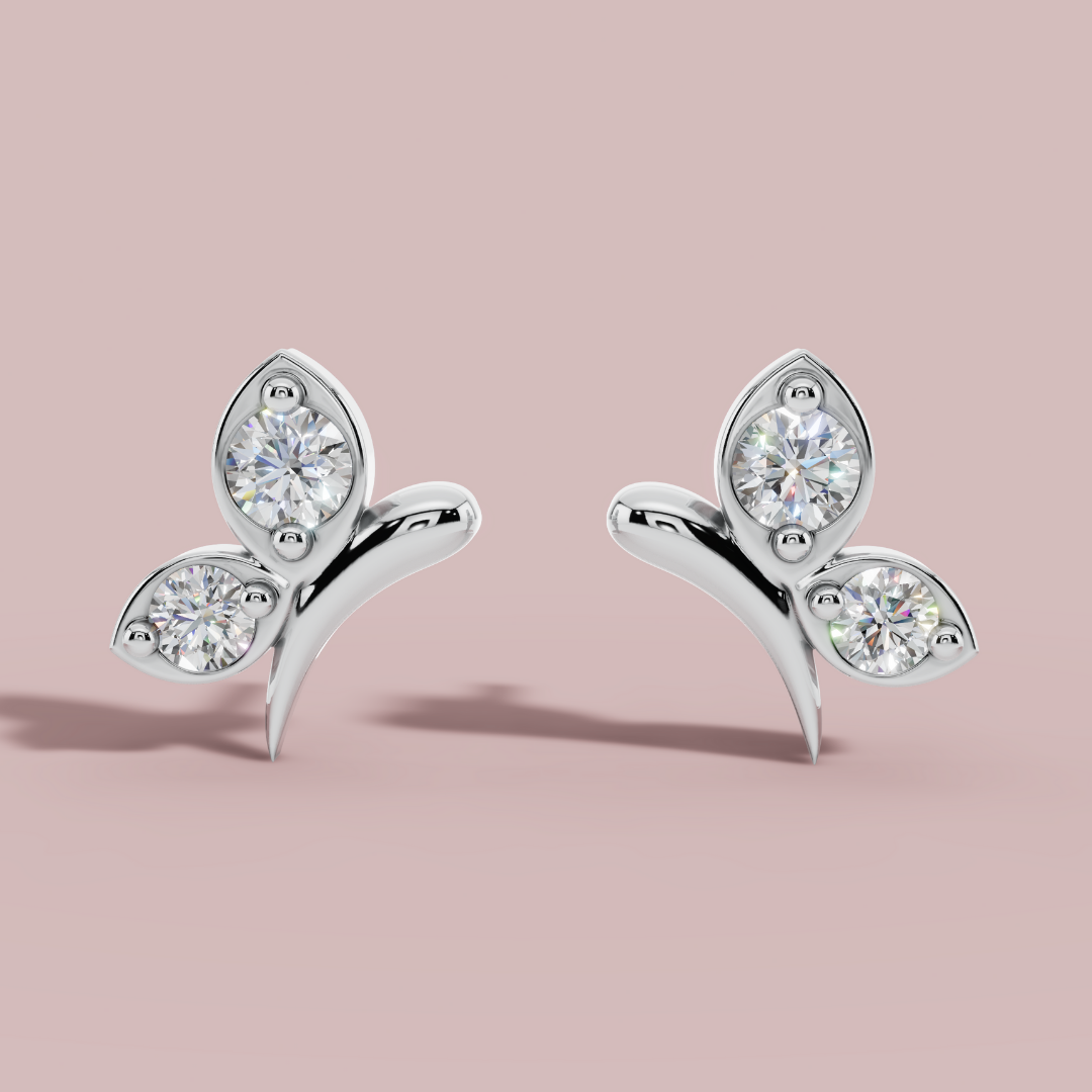 Papillon Duo 925 Pure Silver Stud Earrings My Store