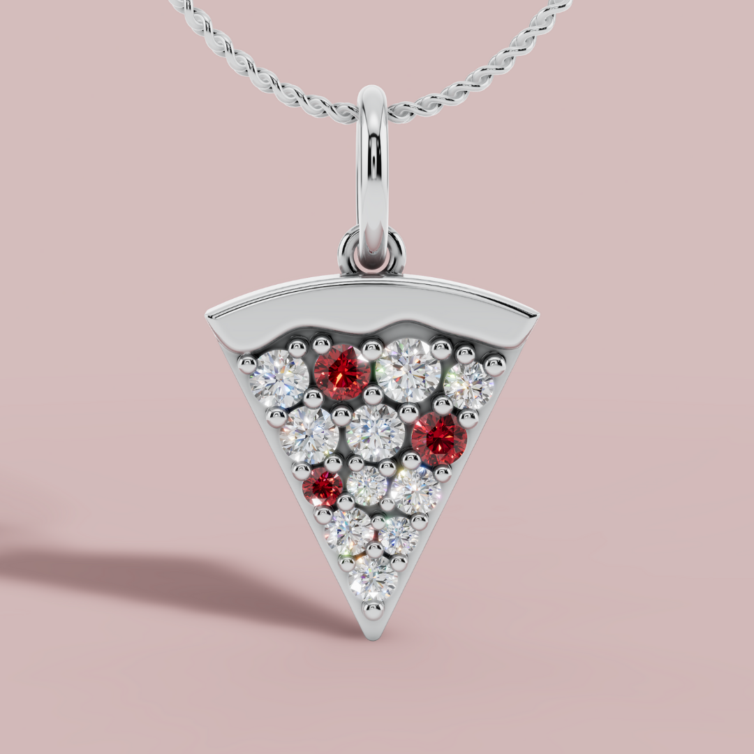 The Cheese Pizza 925 Pure Silver Charm Necklace My Store