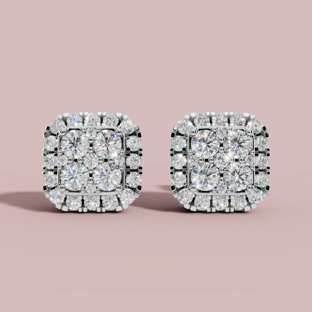 Lustra Duo 925 Pure Silver Stud Earrings My Store