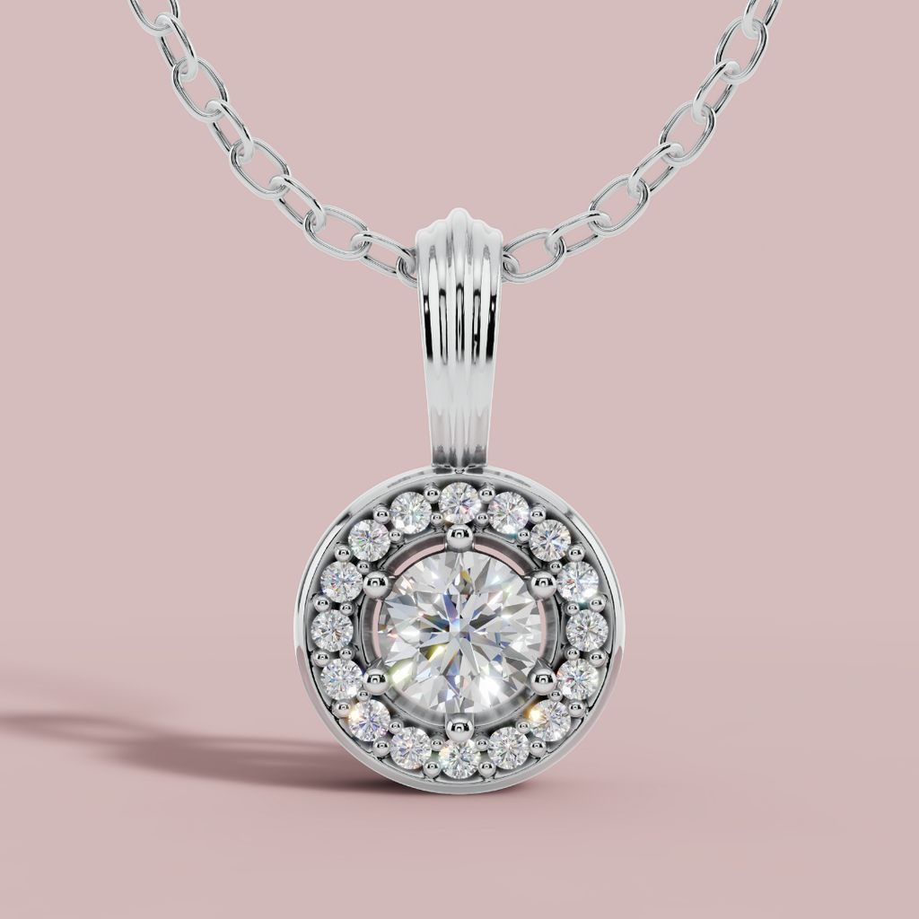 Halo Classic Round 925 Pure Silver Necklace My Store