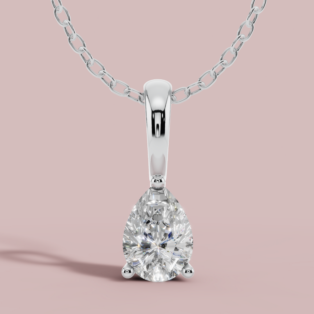 Classic Pear Drop Solitaire 925 Pure Silver Necklace My Store