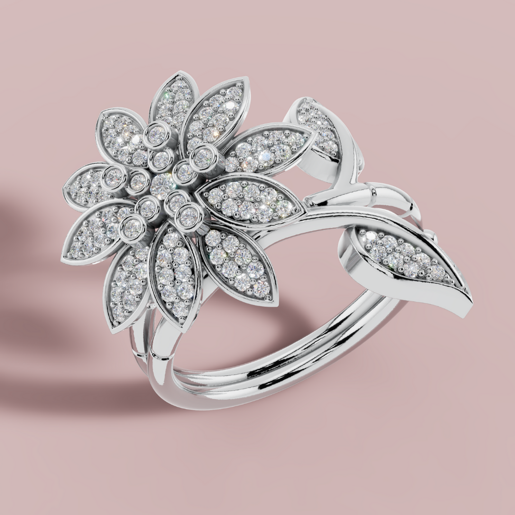Floral Majesty 925 Pure Silver Ring My Store
