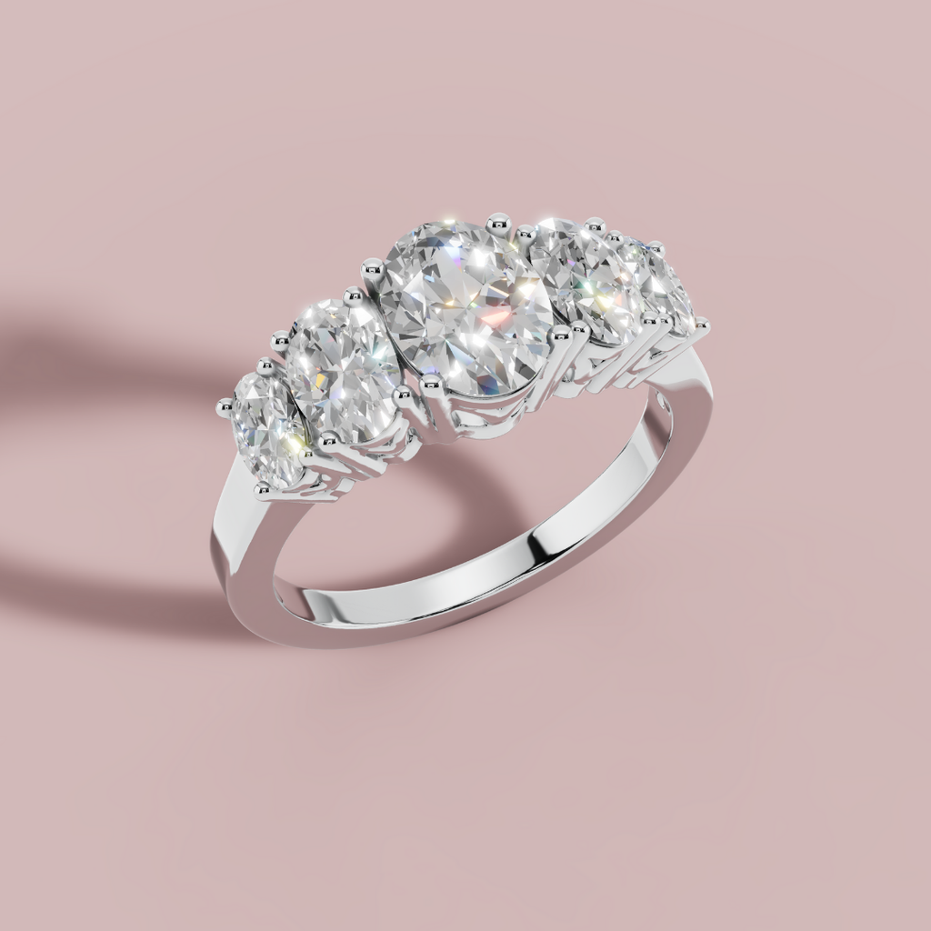 Oval 5 Stone 925 Pure Silver Ring My Store