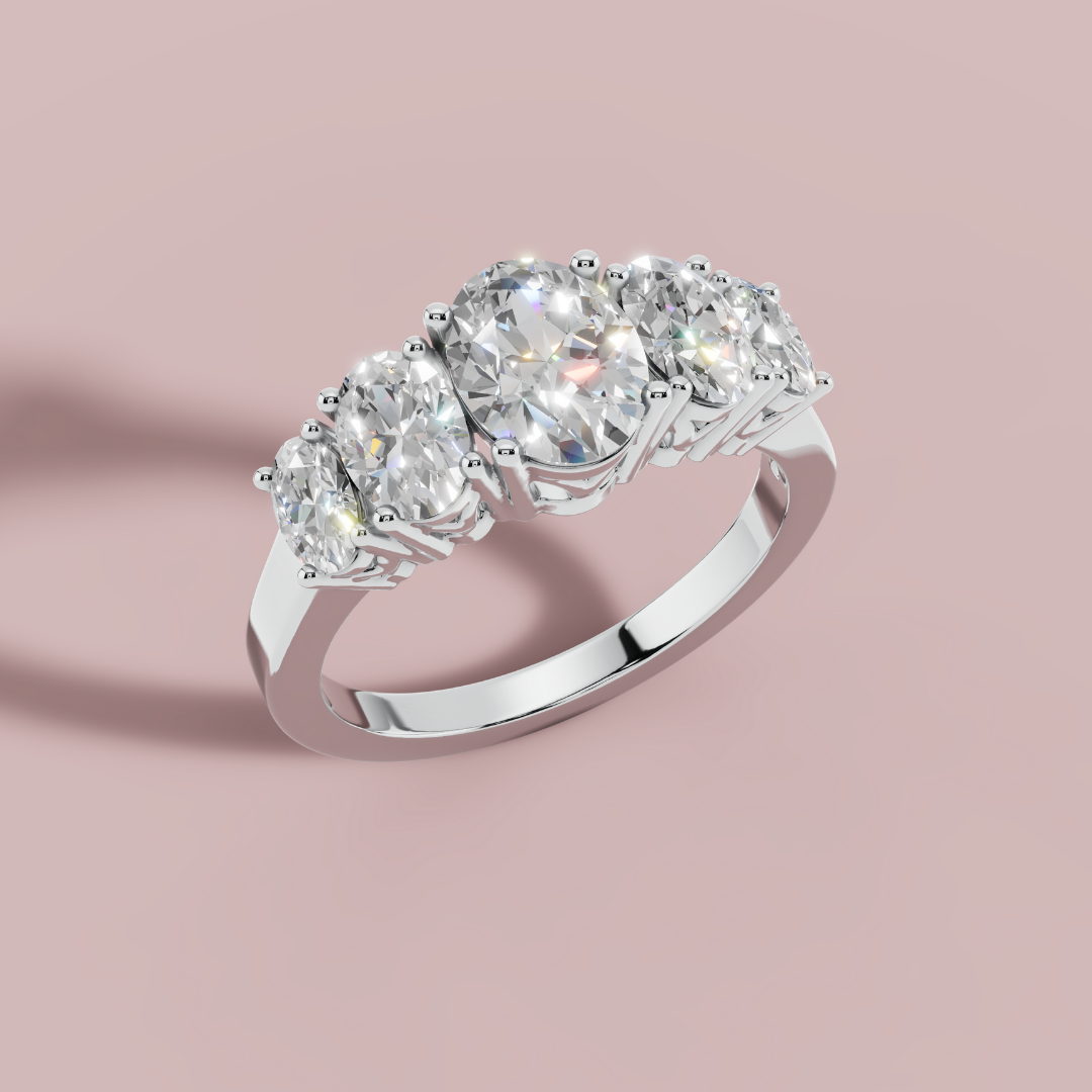 Oval 5 Stone 925 Pure Silver Ring My Store