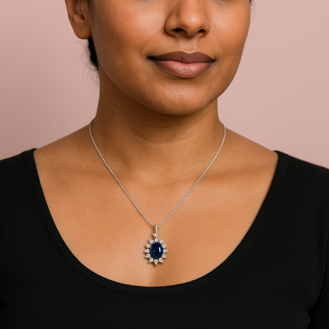 The Blumee Blue Vibrant 925 Pure Silver Necklace My Store