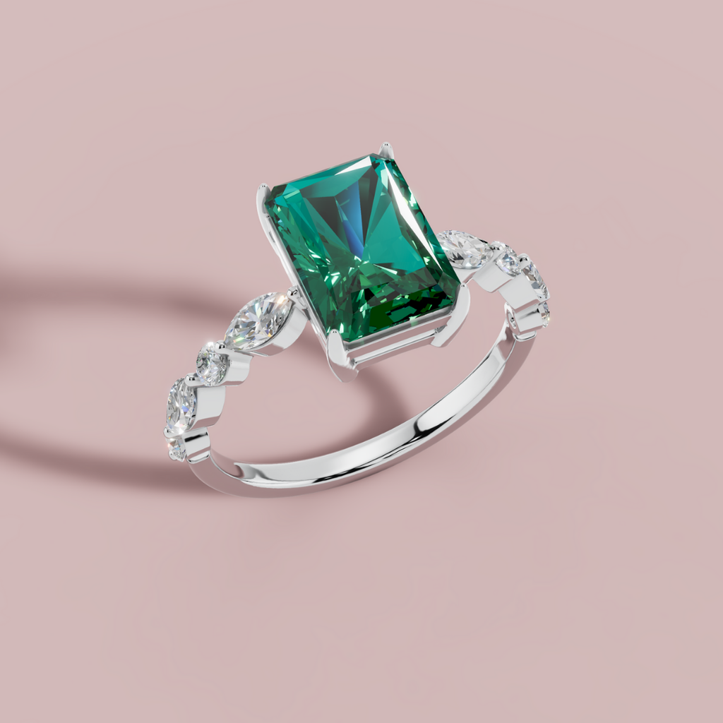 Green Vertica 925 Pure Silver Ring My Store