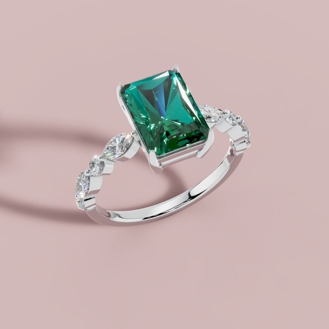 Green Vertica 925 Pure Silver Ring My Store