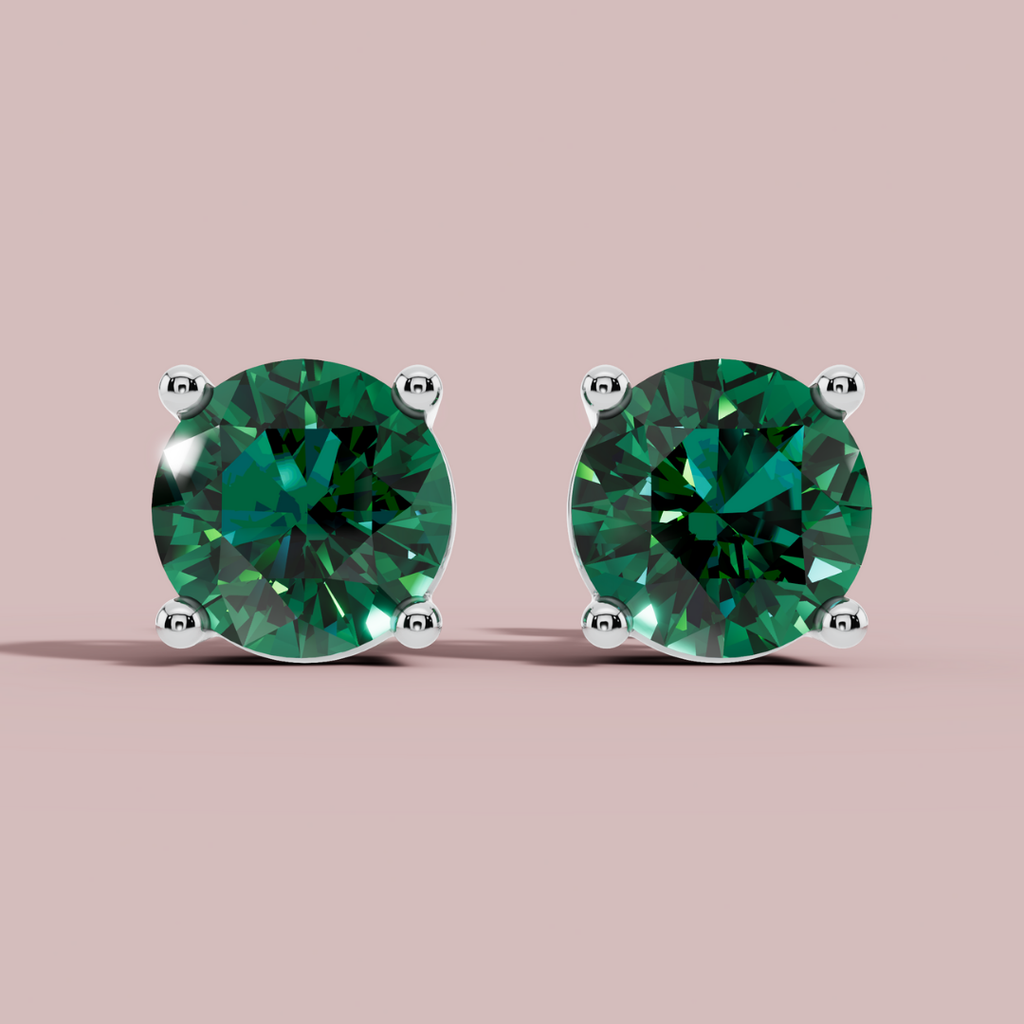 Moderna Round Green 925 Pure Silver Stud Earrings My Store
