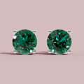 Moderna Round Green 925 Pure Silver Stud Earrings My Store