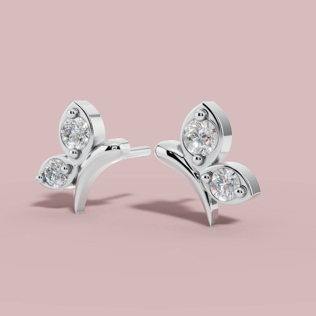 Papillon Duo 925 Pure Silver Stud Earrings My Store