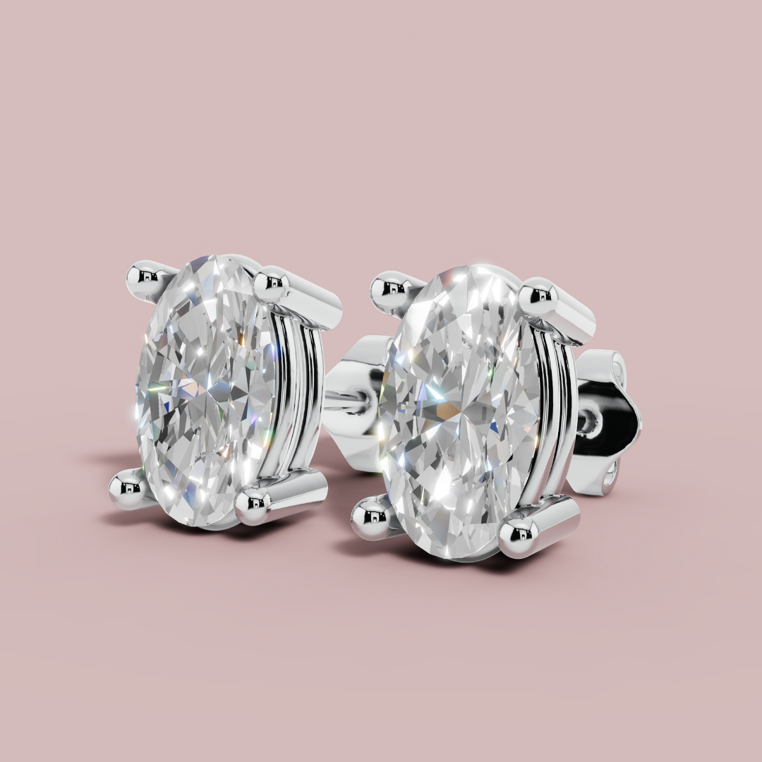 Classic Oval 925 Pure Silver Stud Earrings My Store