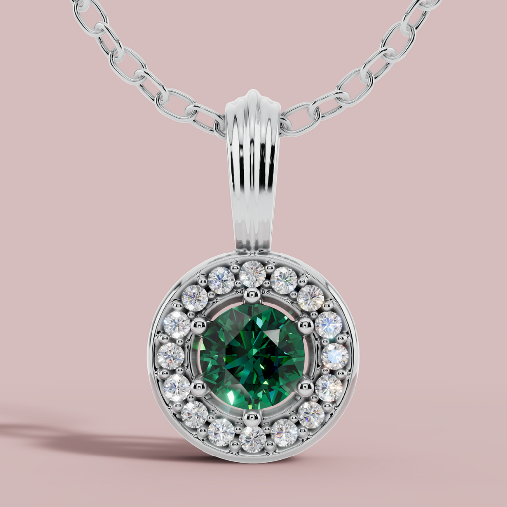 Sanaaz Green Round 925 Pure Silver Necklace My Store