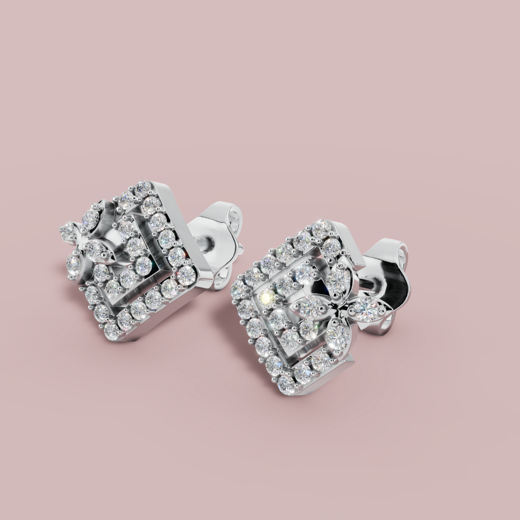 Floré Square 925 Pure Silver Stud Earrings My Store