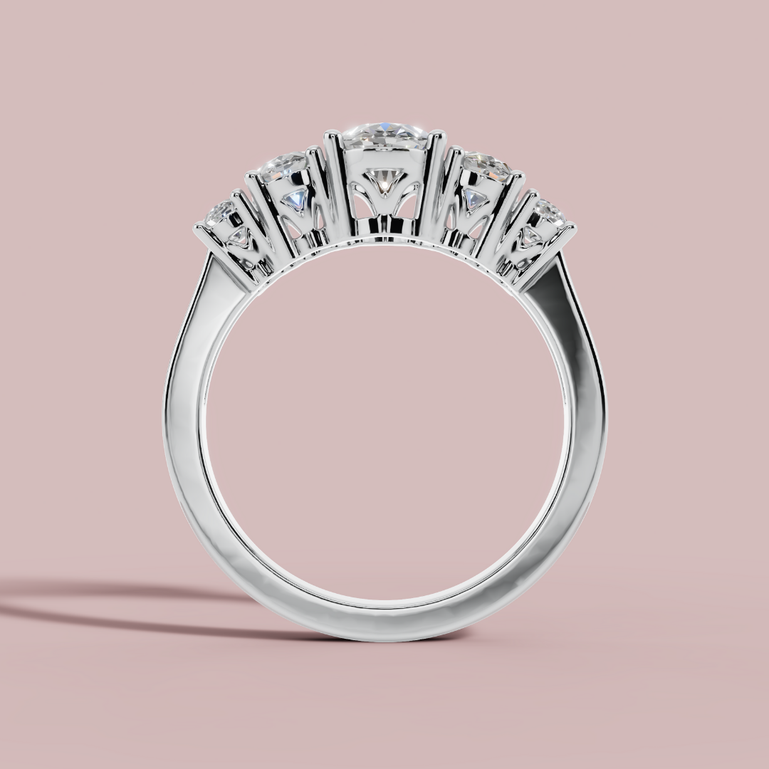 Oval 5 Stone 925 Pure Silver Ring My Store