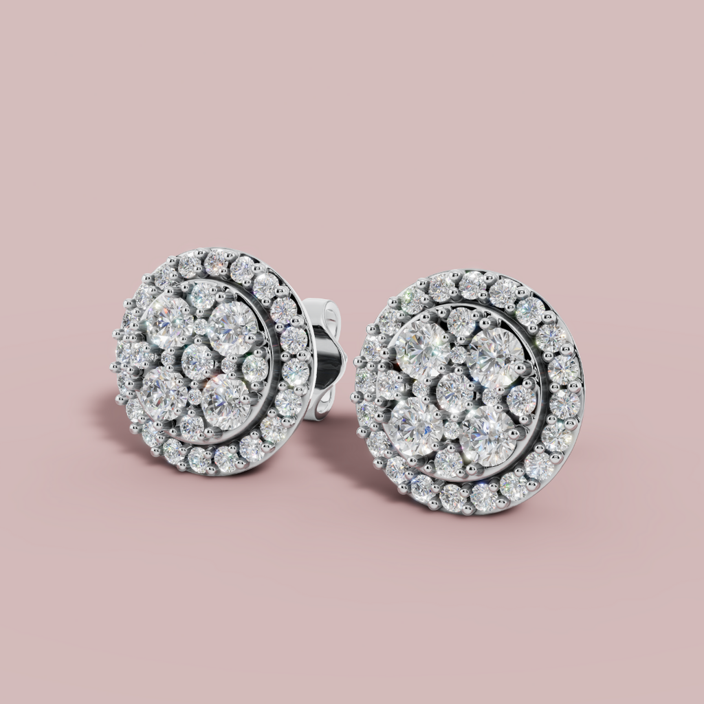 Halo Round Stud 925 Pure Silver Earrings My Store