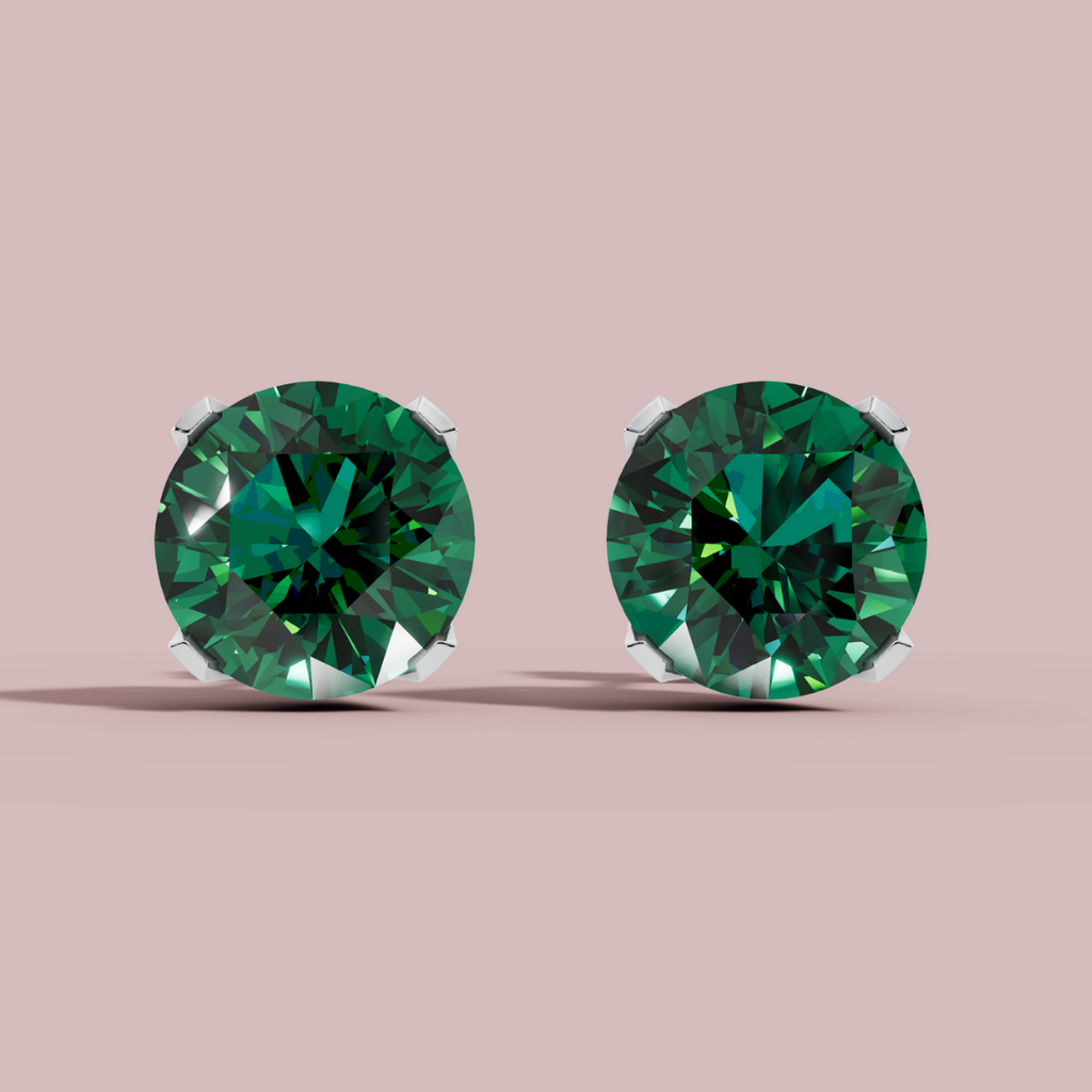 Classic Green Round 925 Pure Silver Stud Earrings My Store