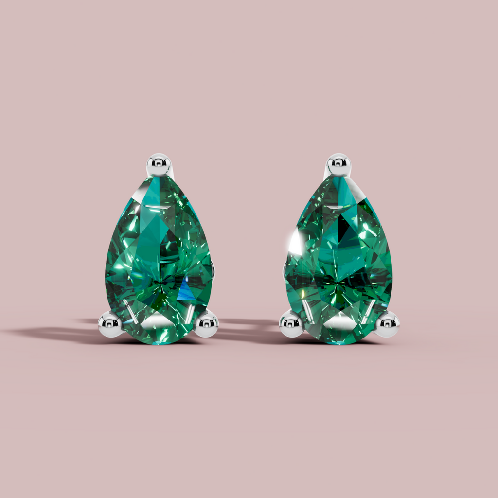 Green Hue Pear 925 Pure Silver Stud Earrings My Store