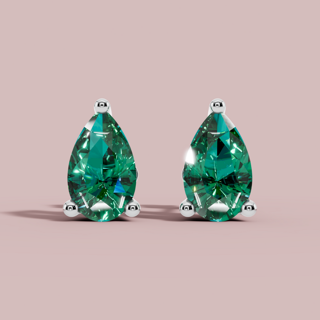 Green Hue Pear 925 Pure Silver Stud Earrings My Store