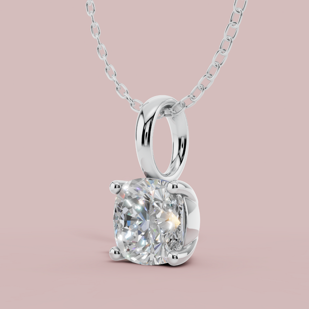 Classic Cushion Solitaire 925 Pure Silver Necklace My Store