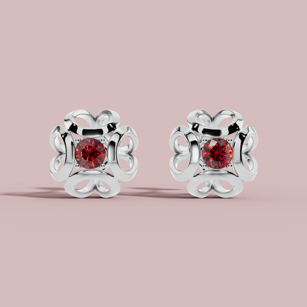 Celestial Red 925 Pure Silver Stud Earrings My Store
