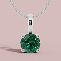 Green Signature Round Solitaire 925 Pure Silver Necklace My Store