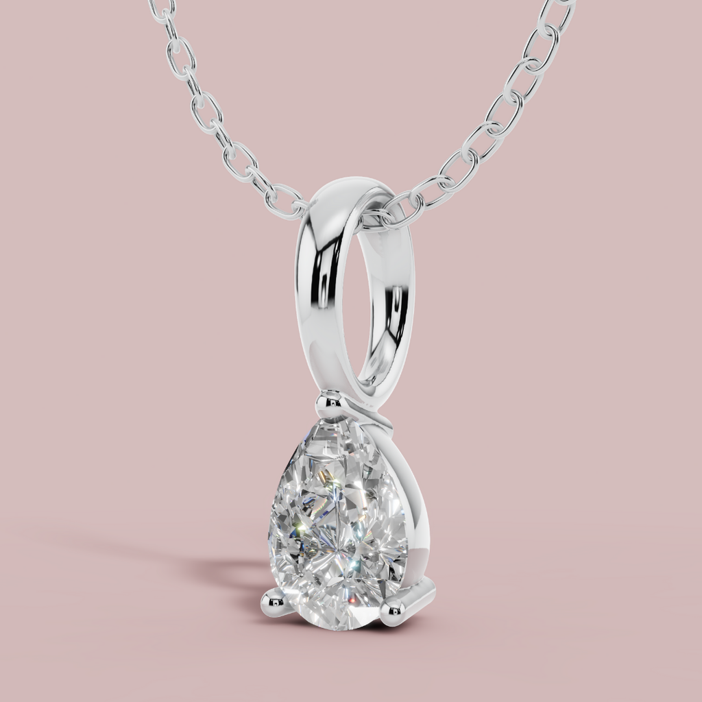 Classic Pear Drop Solitaire 925 Pure Silver Necklace My Store