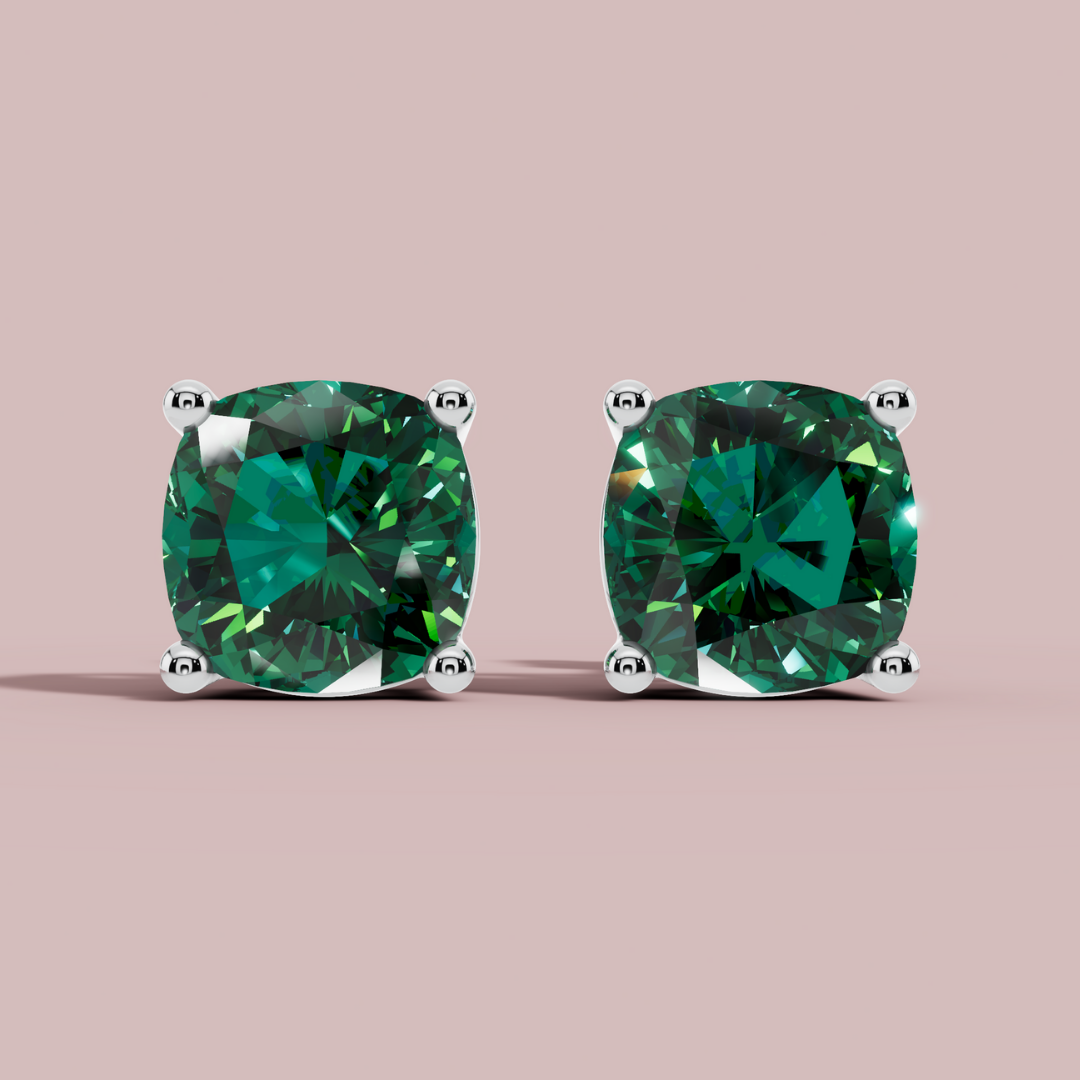 Amethian Green Cushion 925 Pure Silver stud Earrings My Store