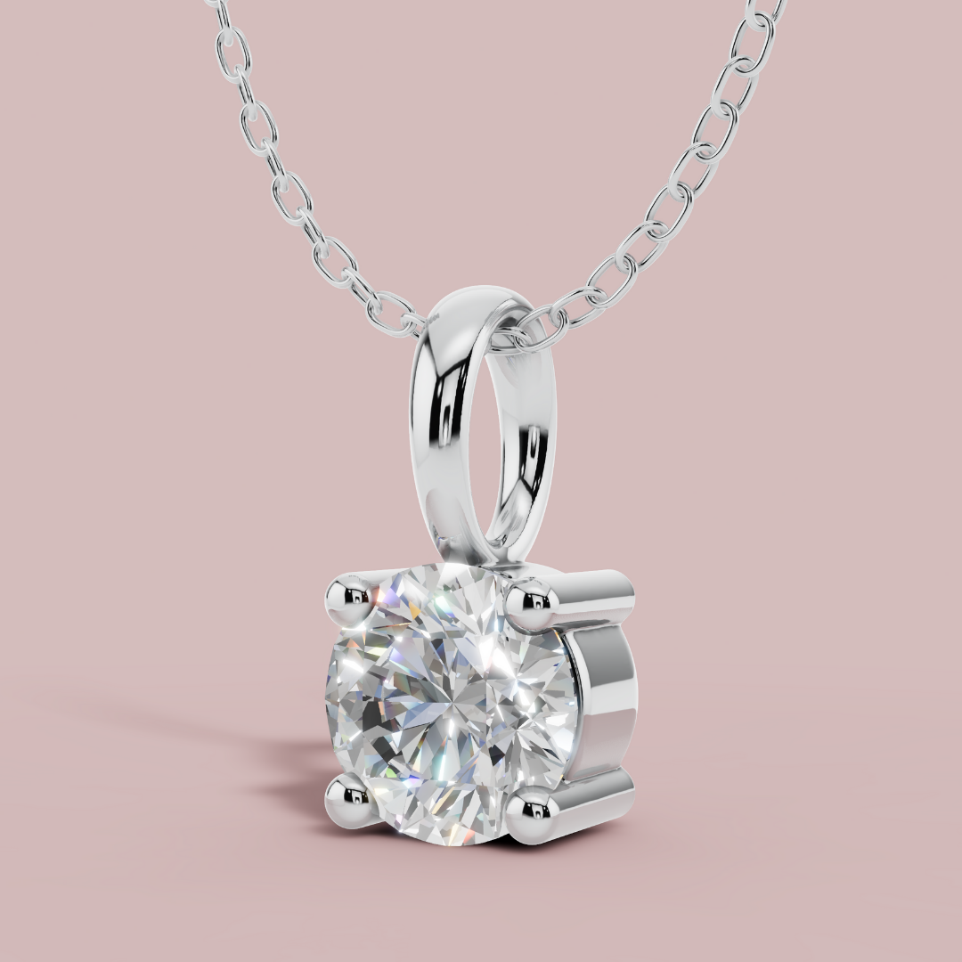 Classic Round Solitaire 925 Pure Silver Necklace My Store