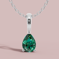 Green Teardrop Solitaire 925 Pure Silver Necklace My Store