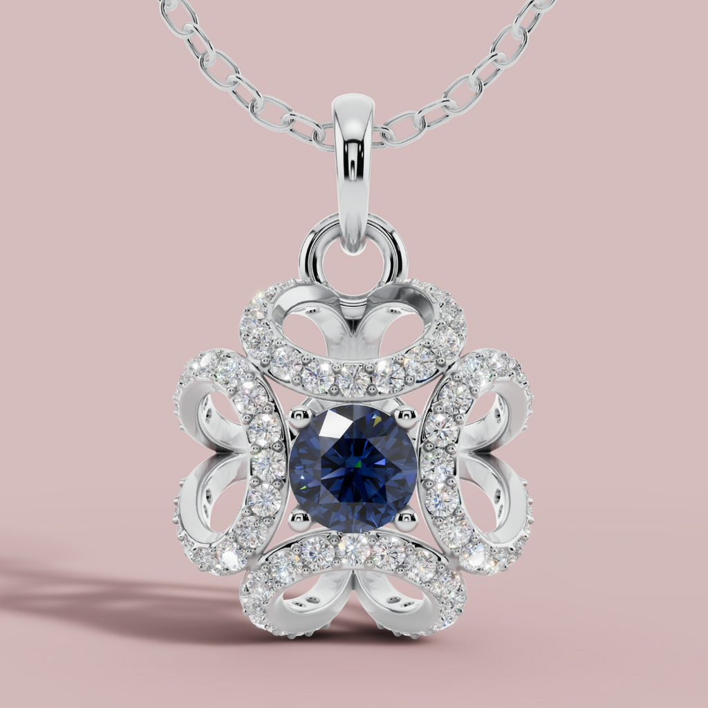 Amara Blue Solitaire 925 Pure Silver Necklace My Store