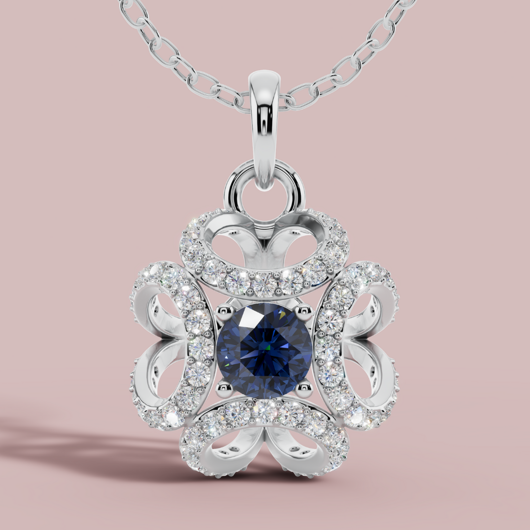 Amara Blue Solitaire 925 Pure Silver Necklace My Store
