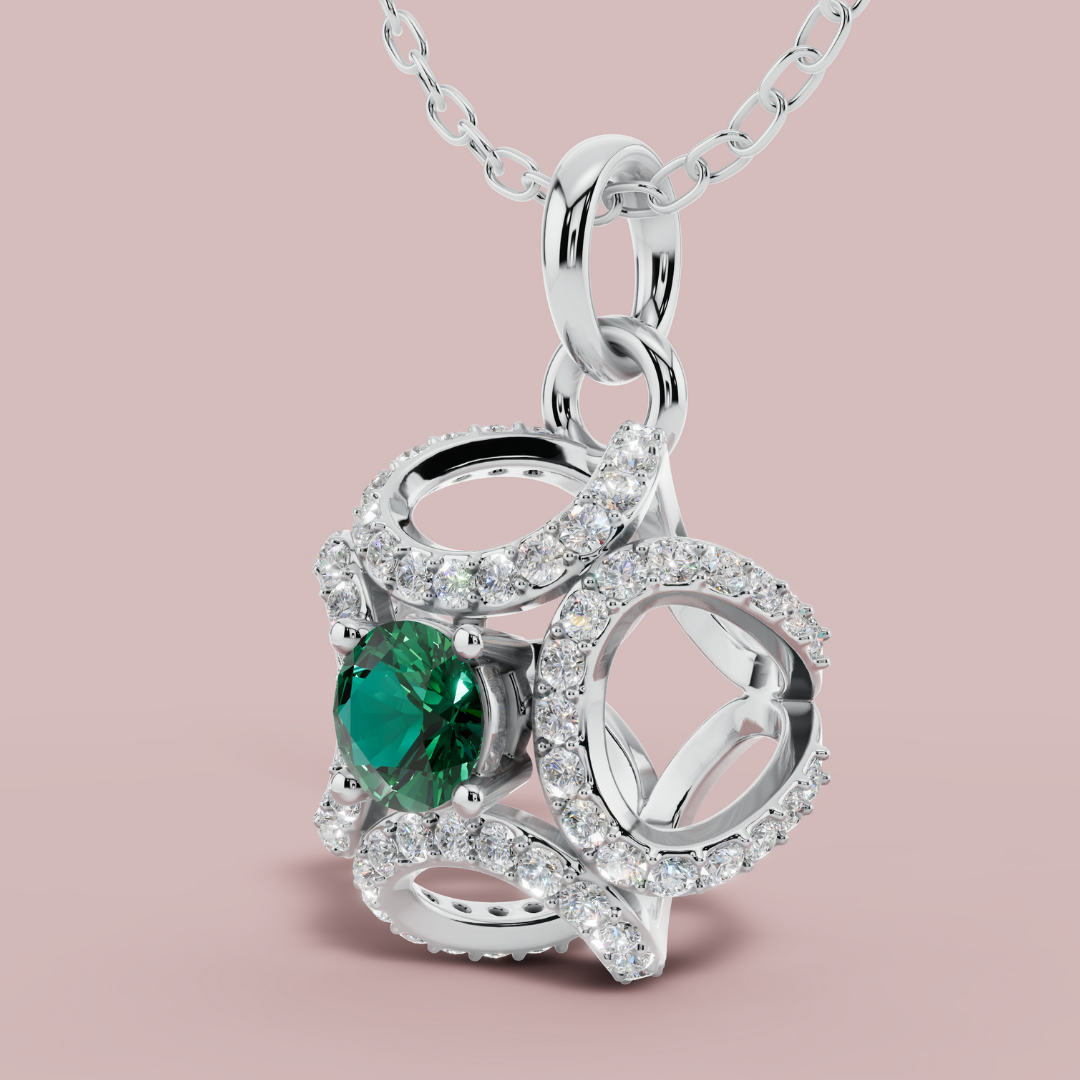 Amara Green Solitaire 925 Pure Silver Necklace My Store