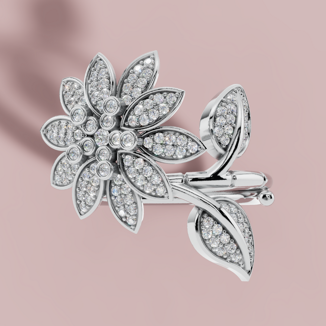 Floral Majesty 925 Pure Silver Ring My Store