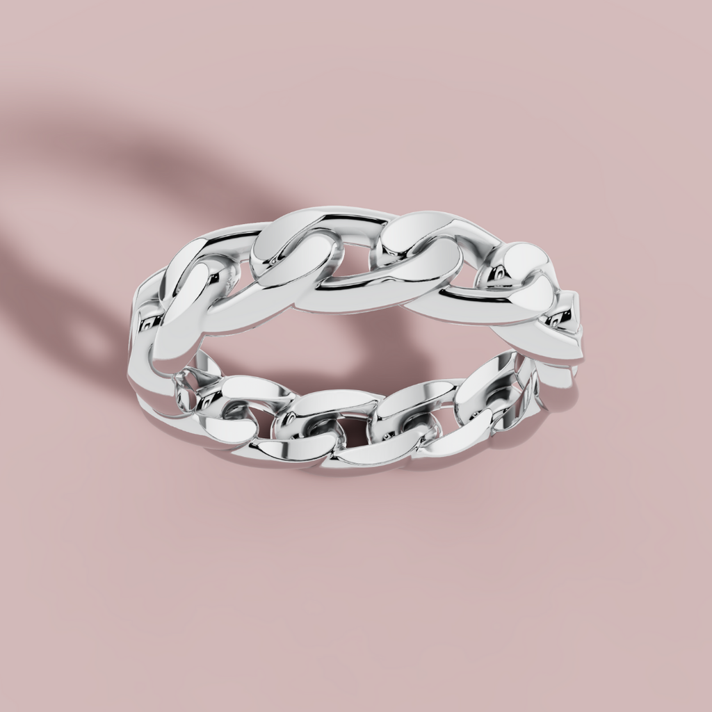 Miami Cuban 925 Pure Silver Men's Ring My Store