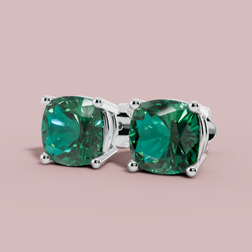Amethian Green Cushion 925 Pure Silver stud Earrings My Store