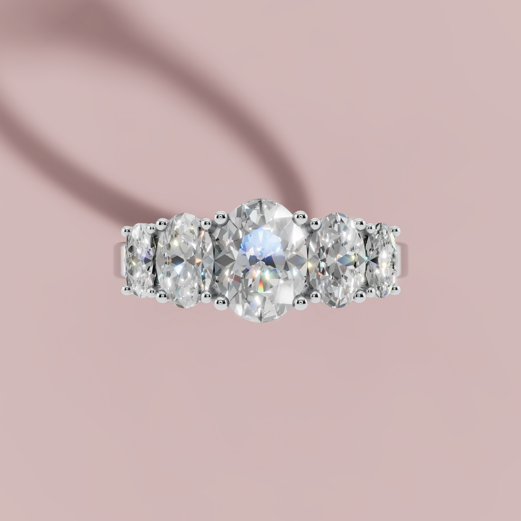 Oval 5 Stone 925 Pure Silver Ring My Store