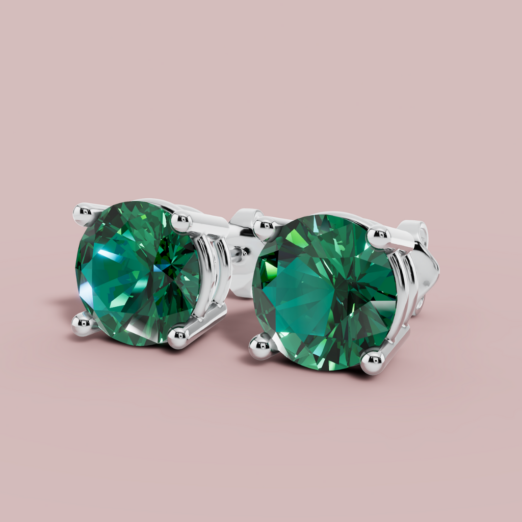 Moderna Round Green 925 Pure Silver Stud Earrings My Store