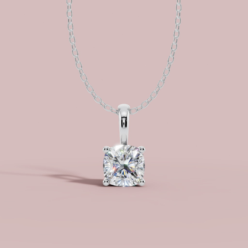 Classic Cushion Solitaire 925 Pure Silver Necklace My Store