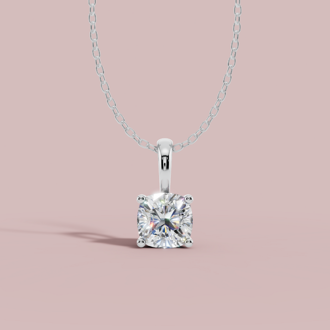 Classic Cushion Solitaire 925 Pure Silver Necklace My Store