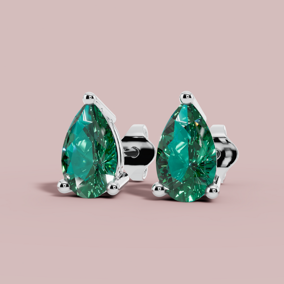 Green Hue Pear 925 Pure Silver Stud Earrings My Store