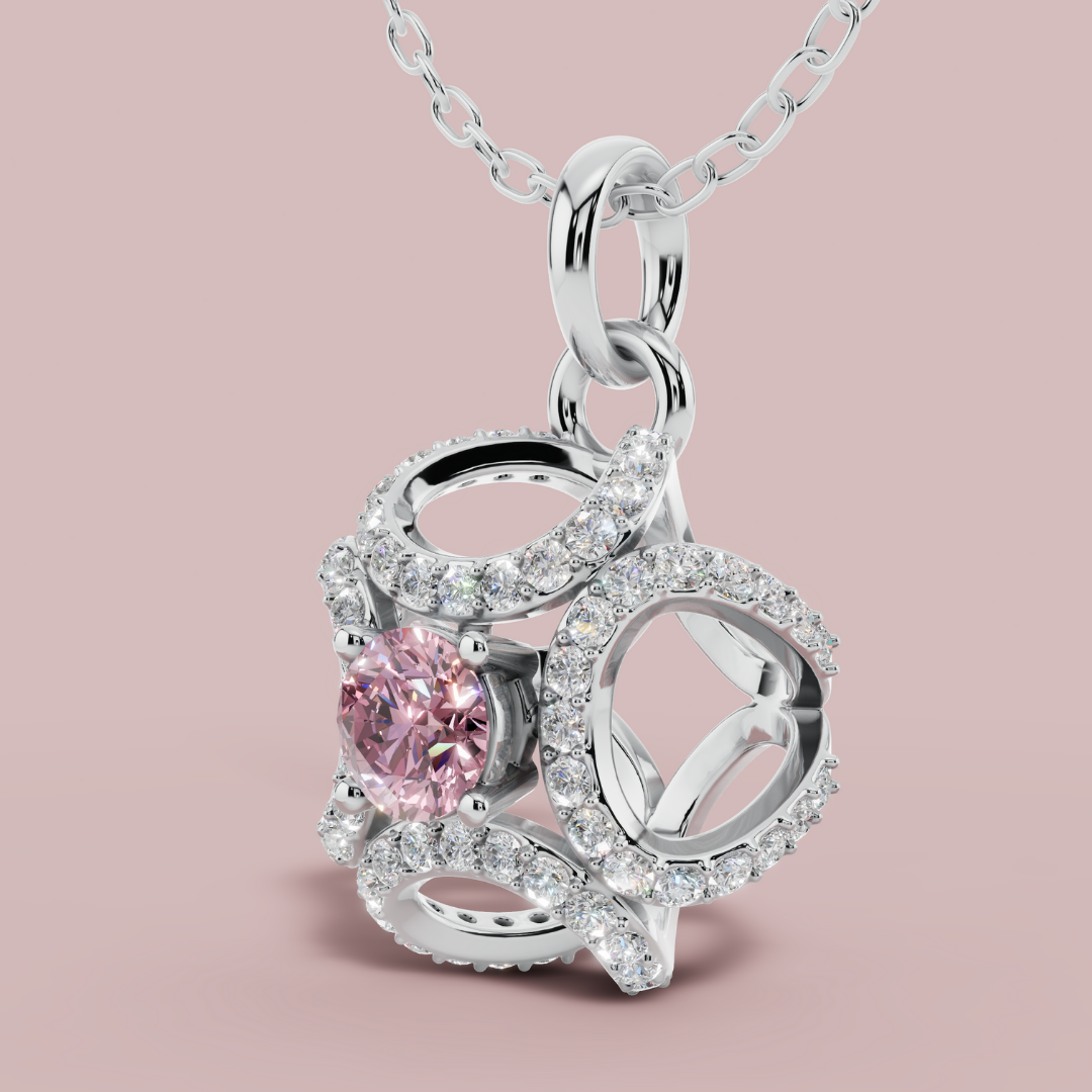 Amara Pink Solitaire 925 Pure Silver Necklace My Store