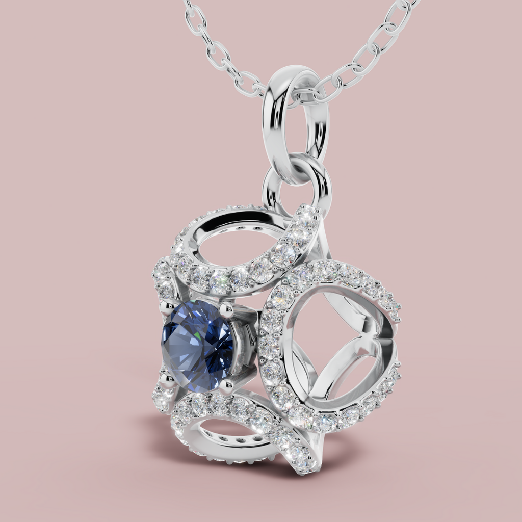 Amara Blue Solitaire 925 Pure Silver Necklace My Store