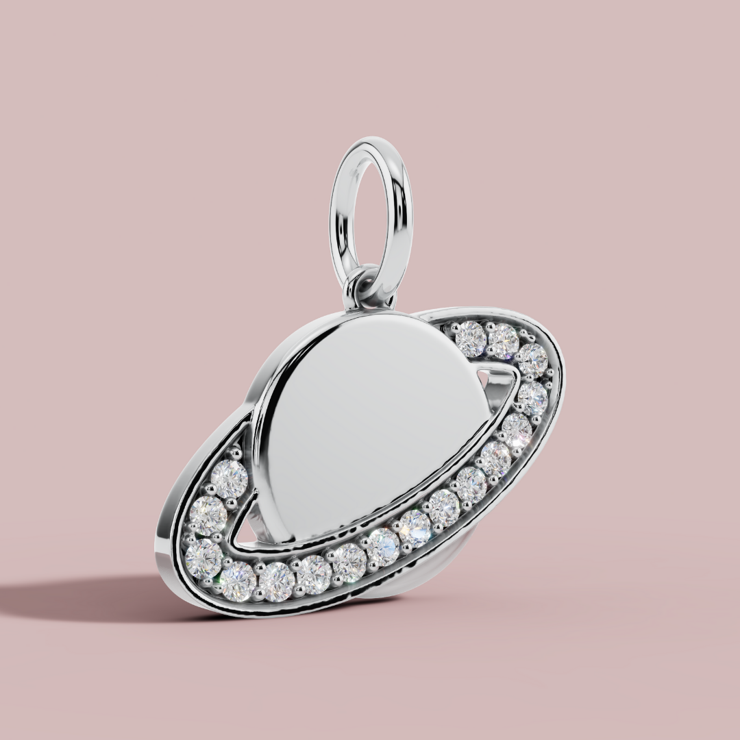 The Planet Saturn Charm 925 Pure Silver Necklace My Store