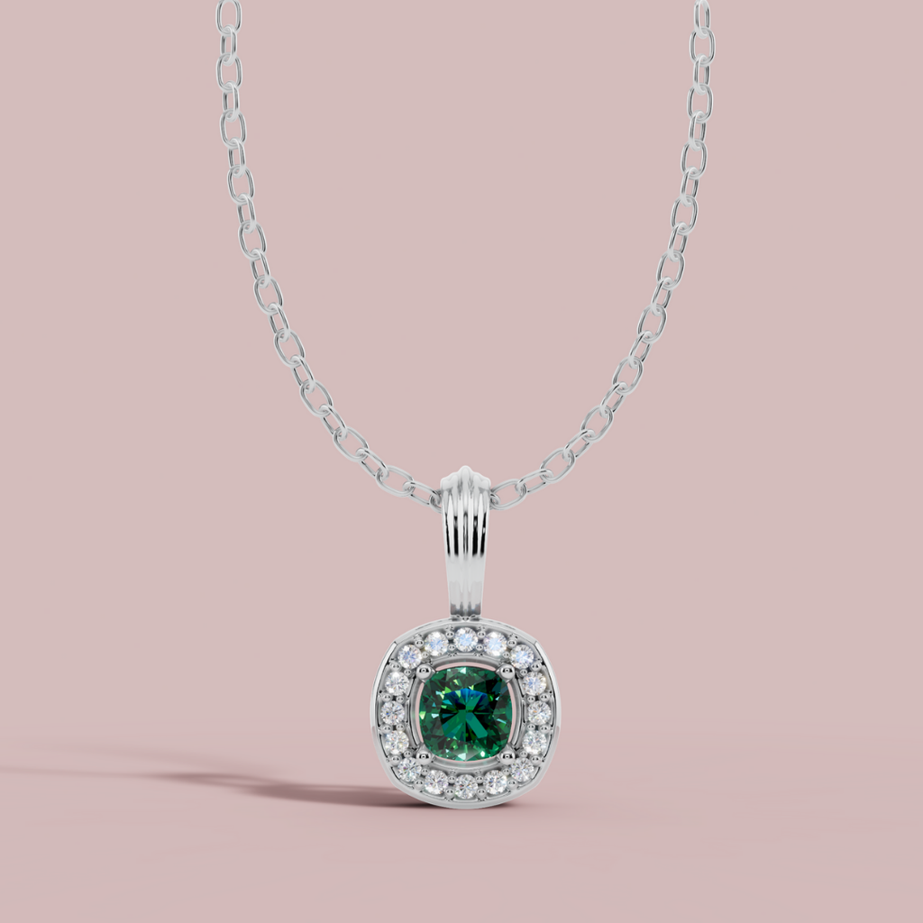 Liham Green Cushion 925 Pure Silver Necklace My Store