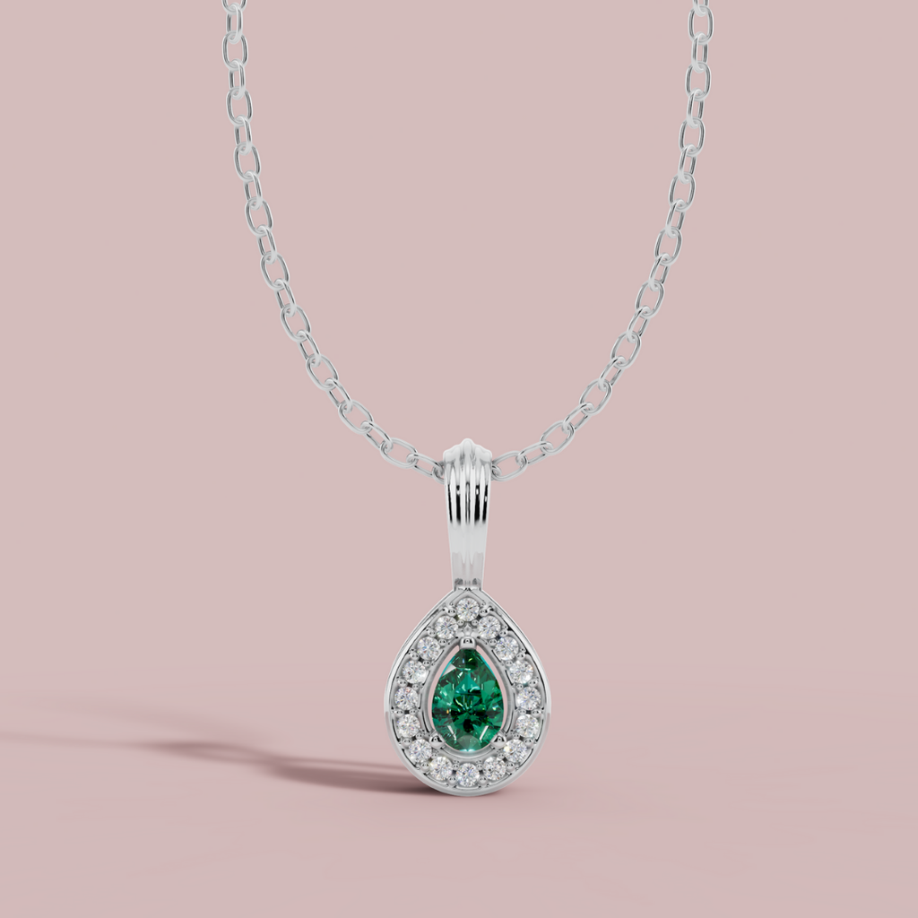 Delphi Green Pear 925 Pure Silver Necklace My Store